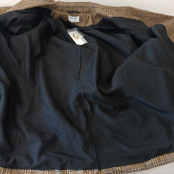 NINE WEST Double Breasted Blazer XXL Gold Plaid Metallic Gold Buttons NEW Career - Picture 8 of 10